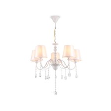 Suspended chandelier with lampshade and crystal Ambrella Light, Modern, TR4603, 5HE27, white color
