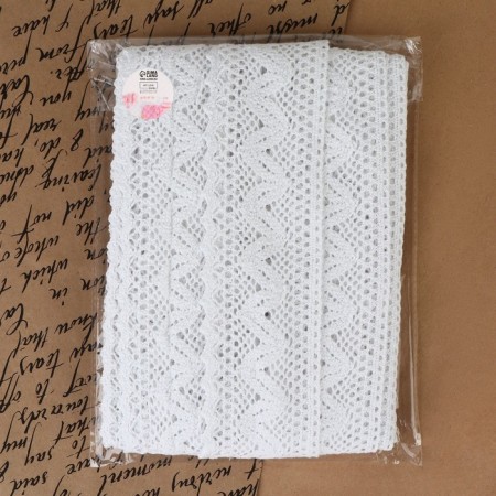 Knitted lace, 65 mm × 10 ± 1 m, white color-3