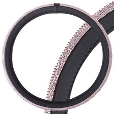 Skyway braid, Crystal-2 m, black eco-leather, pink rhinestones