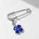 Clover-shaped pins with an eye, 3.5 cm, blue color in silver