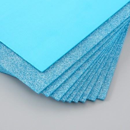 Foamiran glitter 2 mm, 20x30 cm, blue-3