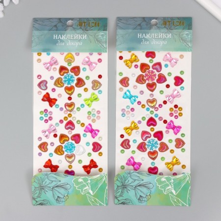 Sticker of rhinestones plastic "Rose and bows" MIX 25x10 cm-2
