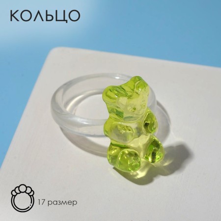 Ring "Marmalade Bear", green color, size 17