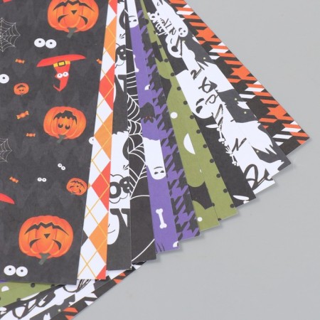 A set of scrapbooking paper 12 sheets 12 Halloween designs 160 grams 15.2x15.2 cm-1