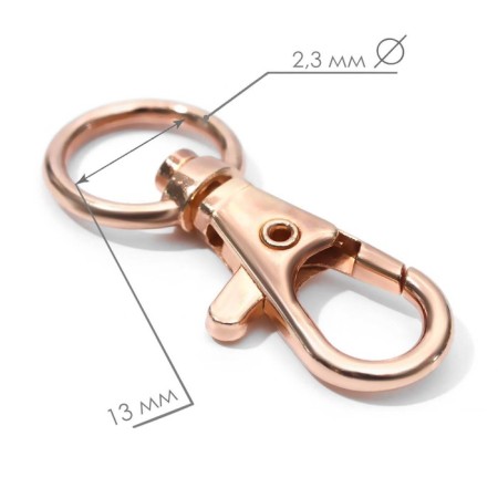 Metal carbine, 43 × 18 mm / 13 × 2.3 mm, 5 pcs, gold color-1