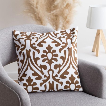 Decorative pillowcase 40x40 cm, Monograms Beige, 100% cotton-1