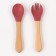 A set of children's cutlery, fork and spoon M&B (silicone, bamboo), cherry