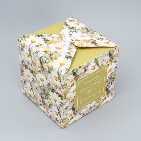 Gift folding box, packaging, "chamomile", 18 x 18 x 18 cm-4