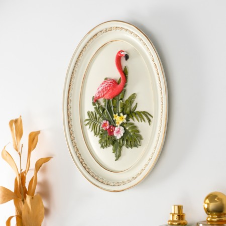 Panel interior polystone "Flamingo in exotic leaves" 18x2.2x23 cm-1
