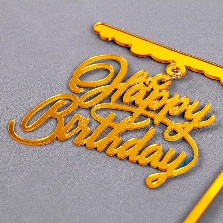 Topper "Happy Birthday", Golden Color-1
