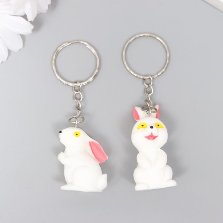 Plastic keychain "White Rabbit" MIX 2x2x4.2 cm