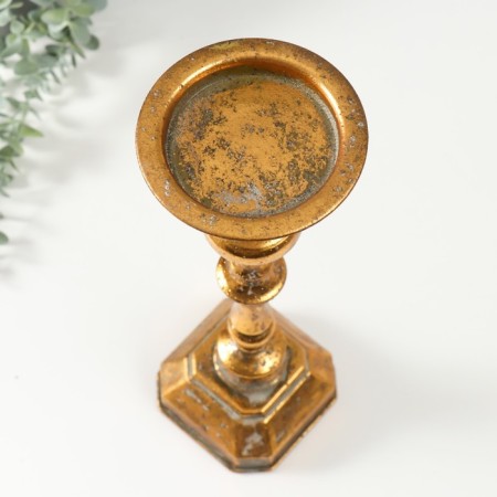 Summary Metal for 1 candle "Faust" aged bronze 11x11x39 cm-3