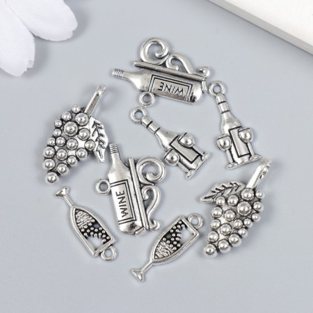 Decor for creativity Metal "Tasting of wine" silver set 4 pcs 2.6x1.4 cm-1