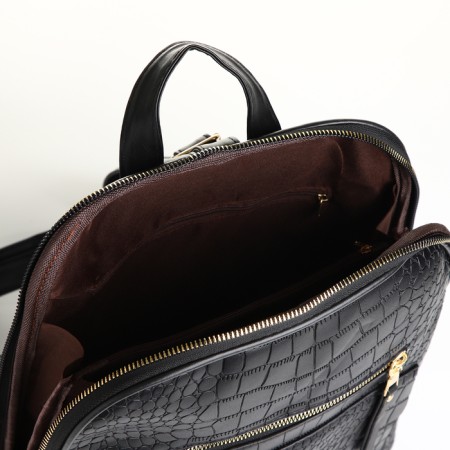 City backpack on a zipper, black color-3