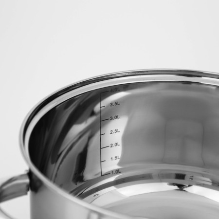 A set of stainless steel pots “Grette”, 3 subjects: 2.3 l, 3.2 l, 4.2 l, covers-6