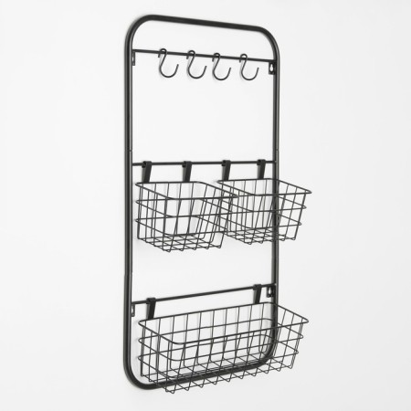 Universal storage system, 3 baskets, 4 hooks, black color