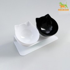 Plastic bowls on a white stand 27.5 x 14 x 15 cm black/white