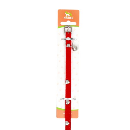 Belch collar with hearts, 32 x 1 cm, Osh 23-29, textiles and leatherette, red-8
