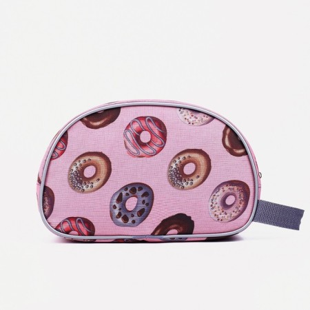 Road cosmetic bag on a zipper, with a handle, pink color-1