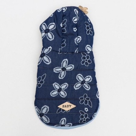 Jacket for dogs with flowers, XL (DS 35 cm, Osh 32 cm, og 49 cm), dark blue-11