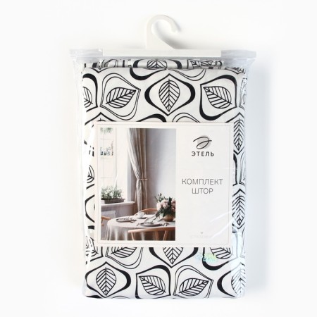A set of curtains for the kitchen Ethel Leaves 149x180 cm - 2 pcs, grabbing - 2 pcs, 100% HL-7