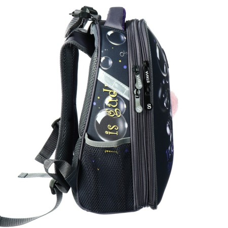 School backpack 38 x 30 x 16 cm, ergonomic back, stavia "soap bubbles", gray-3