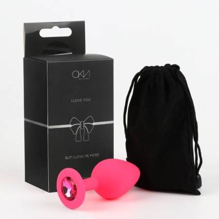 Anal traffic jam-hoods, with a crystal, without vibration, Soft silicone, 35 x 80 mm, pink-1