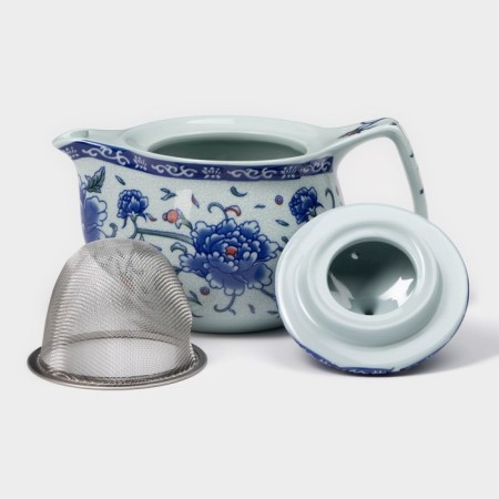 Keramic teapot with a metallic sieve "flowering roses", 350 ml-1