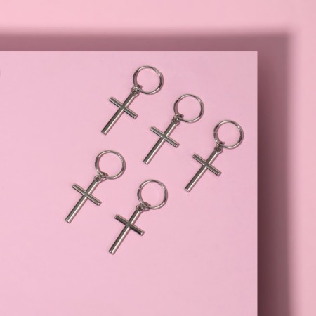 Hair piercing "Cross", 3.7 × 1.3 cm, 5 pcs, silver color-1