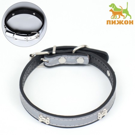 A collar with bones reflective, 37 x 1.3 cm, Osh 26-33, black