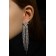 Hanging earrings with rhinestones "Waterfall" bow, white color in silver, 10 cm