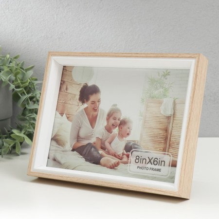 Photo frame wood, glass 15x20 cm "Eco Light" beige-white 3x17x22 cm-1