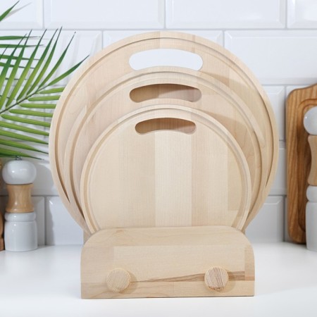 A set of cutting boards from birch on a stand, 3 pcs, 20x20, 24x24 and 28x28 cm-1