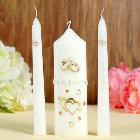 A set of wedding suppositories with beads "Wedding rings", white, handmade, mix-11
