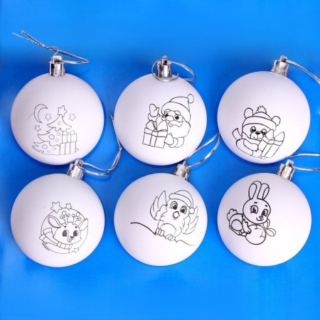 New Year's set for creativity. Christmas balls for coloring "New Year! New Year's miracles ", 6 pcs, paints-4