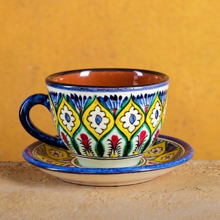 Tea couple Rishtan ceramics "Flowers", 200ml, blue
