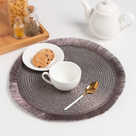 Set of napkins 2 pcs. Dolyana "Brill", central gray, D 38 cm