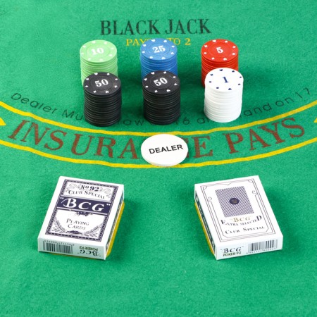 Poker, set for the game (maps 2 decks, chips 120 pcs.), With a face value, 57 x 40 cm-1