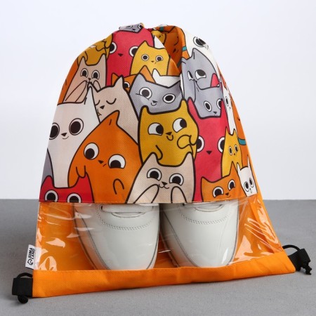 A bag for shoes "cats" with a transparent window 30 x 40 cm-1