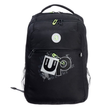 School backpack, 39 x 26 x 19 cm, Grizzly, ergonomic back, laptop department, black-2