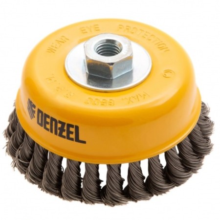 Denzel Ushm brush, 125 mm, M14, cup, twisted stainless steel. I wire 0.5 mm