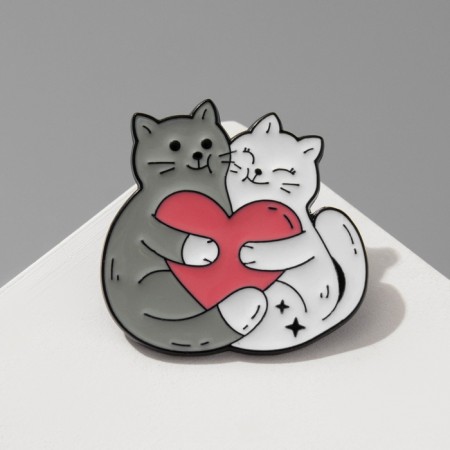 Icon "cats" in love, colored in ferrous metal-2