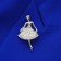 Brooch "Ballerina" feminine, white color in silver