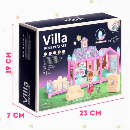 House for dolls "Fairytale life" with a doll, a pet and accessories, the light-5