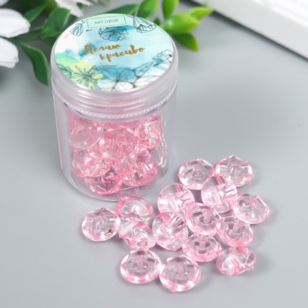 Buttons plastic on the midnight "Crystal Pink" 1.3x1.3 cm set 35 pcs 4.8x3.7x3.7 cm