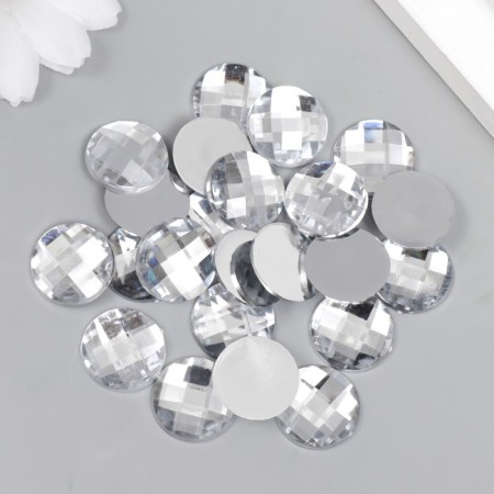 Decor for creativity plastic "Rhinestones Round. Transparent" set 25 pcs 1.6x1.6 cm-2