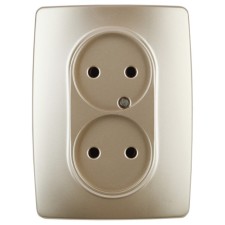 2x2p socket, 16A-250V, IP20, era12, champagne