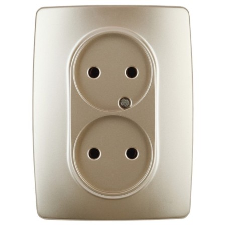 2x2p socket, 16A-250V, IP20, era12, champagne