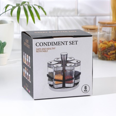 Set for glass spices on the stand "Classic", 6 pcs-4