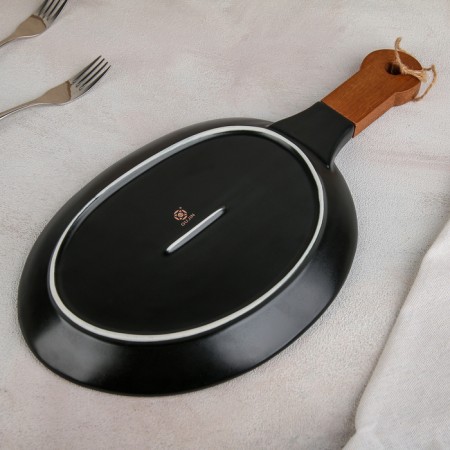 Ceramic dish for the supply "Marbl", 38 × 20 cm, black color-2